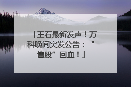 王石最新发声！万科晚间突发公告：“售股”回血！