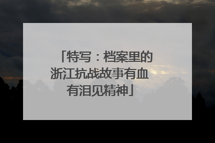 特写：档案里的浙江抗战故事有血有泪见精神