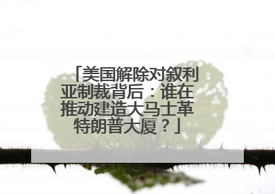 美国解除对叙利亚制裁背后：谁在推动建造大马士革特朗普大厦？