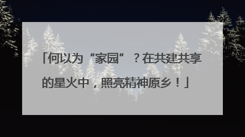 何以为“家园”？在共建共享的星火中，照亮精神原乡！
