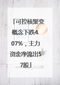 可控核聚变概念下跌4.07%，主力资金净流出57股