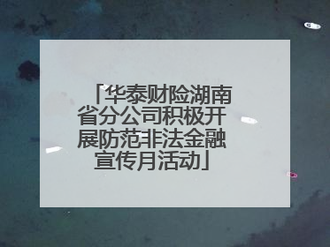 华泰财险湖南省分公司积极开展防范非法金融宣传月活动