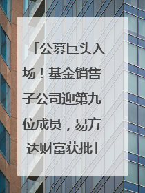 公募巨头入场！基金销售子公司迎第九位成员，易方达财富获批