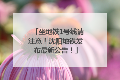 坐地铁1号线请注意！沈阳地铁发布最新公告！