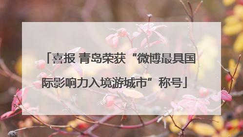 喜报 青岛荣获“微博最具国际影响力入境游城市”称号