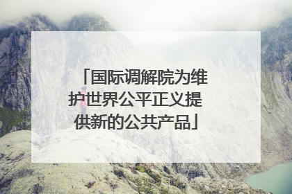 国际调解院为维护世界公平正义提供新的公共产品