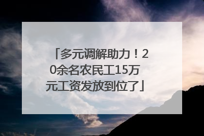 多元调解助力！20余名农民工15万元工资发放到位了
