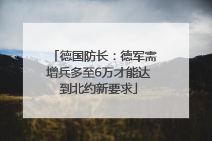 德国防长：德军需增兵多至6万才能达到北约新要求