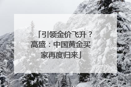 引领金价飞升？高盛：中国黄金买家再度归来