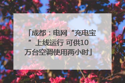 成都：电网“充电宝”上线运行 可供10万台空调使用两小时