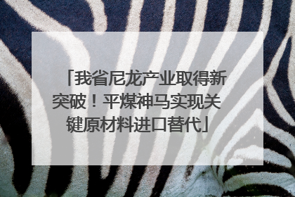 我省尼龙产业取得新突破！平煤神马实现关键原材料进口替代