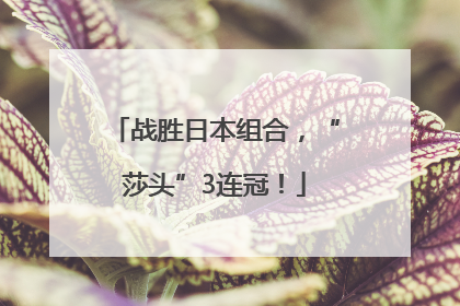 战胜日本组合，“莎头”3连冠！