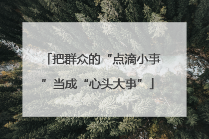 把群众的“点滴小事”当成“心头大事”