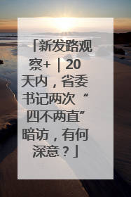 新发路观察+｜20天内，省委书记两次“四不两直”暗访，有何深意？