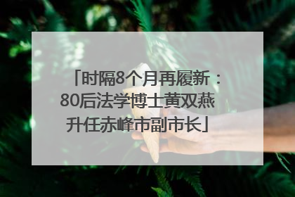 时隔8个月再履新：80后法学博士黄双燕升任赤峰市副市长