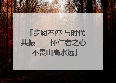 步履不停 与时代共振——怀仁者之心 不畏山高水远