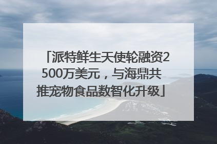 派特鲜生天使轮融资2500万美元，与海鼎共推宠物食品数智化升级