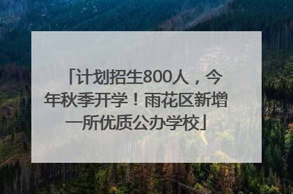 计划招生800人，今年秋季开学！雨花区新增一所优质公办学校