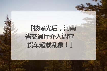 被曝光后，河南省交通厅介入调查货车超载乱象！