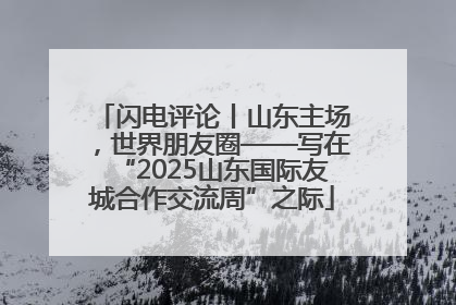 闪电评论丨山东主场，世界朋友圈——写在“2025山东国际友城合作交流周”之际