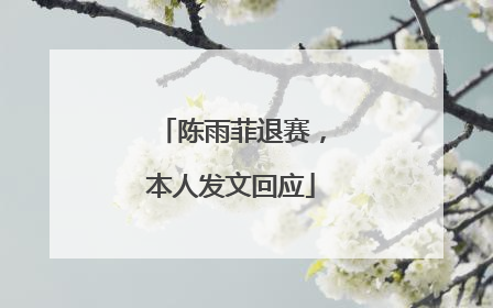 陈雨菲退赛，本人发文回应