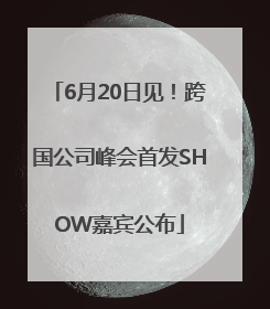 6月20日见！跨国公司峰会首发SHOW嘉宾公布